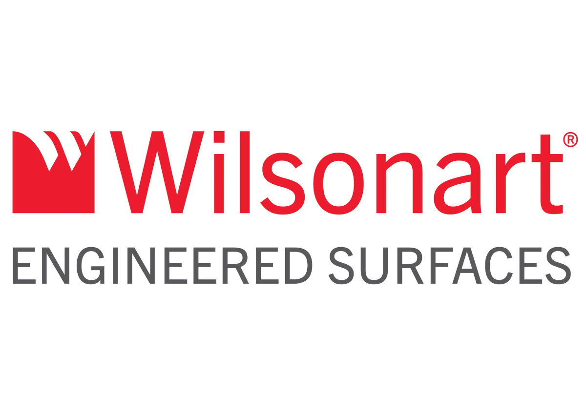 A red and white logo for wilsonart.